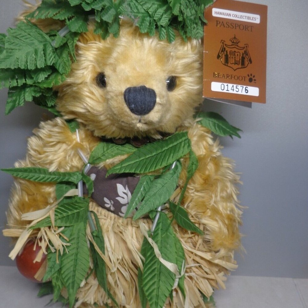 Hawaiian Barefoot Teddy Bear with Passport Hoku Li’ili’i NEW  DOB 15 FEB 2000